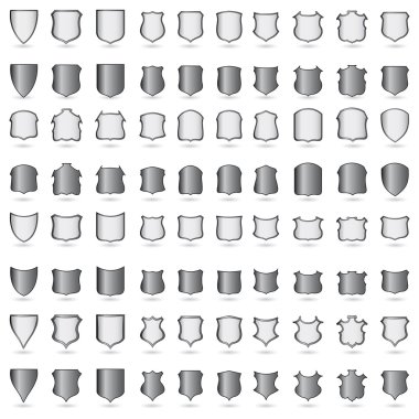  shields for design. Black collection. clipart