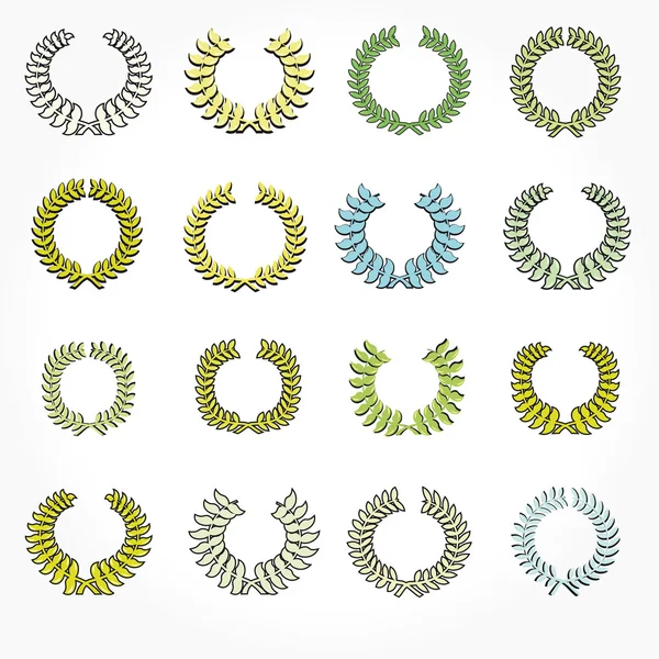 Version. Set of laurel wreaths crown. — Stockfoto