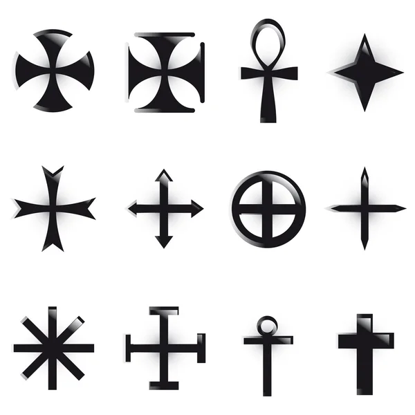 Set Croci. vari simboli religiosi — Foto Stock