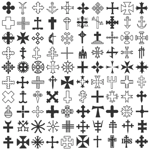 Set Crosses. various religious symbols — Stok fotoğraf