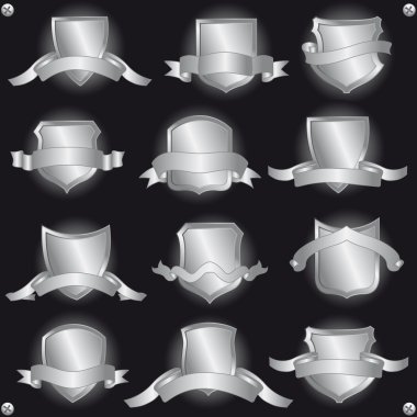 Shields and ribbons. Vector elements for design. clipart