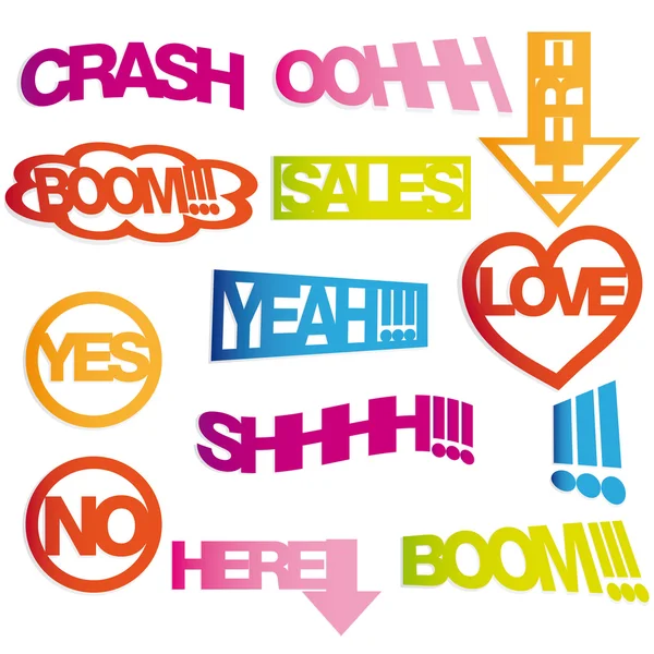 Set bubble sticker with text icons symbols — Stock fotografie