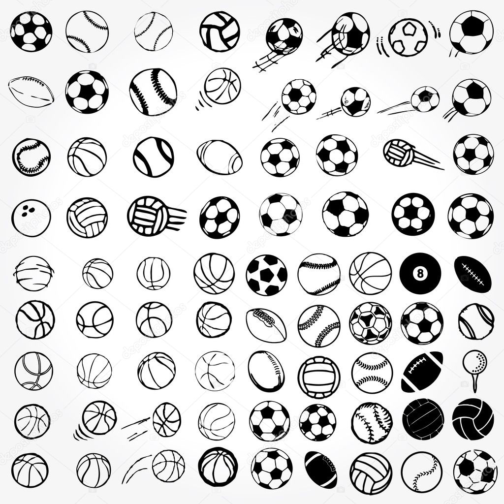 Balls sports icons symbols
