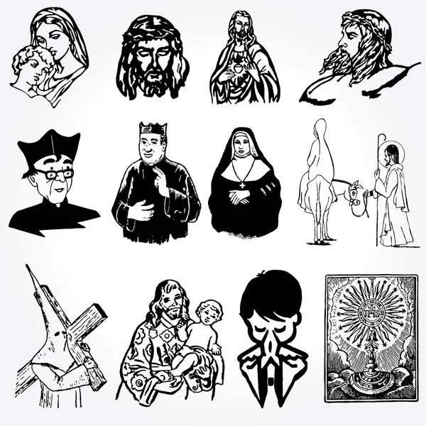 Illustration vectorielle des silhouettes catholiques — Image vectorielle