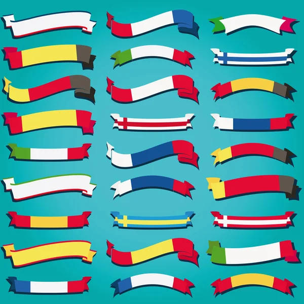 Set nastri vettoriali bandiere europa — Vettoriale Stock