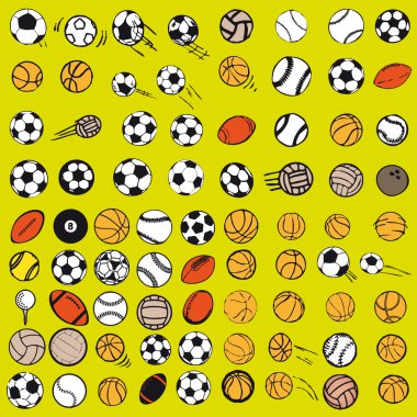 Set Ball sports icons symbols comic vector illustration clipart