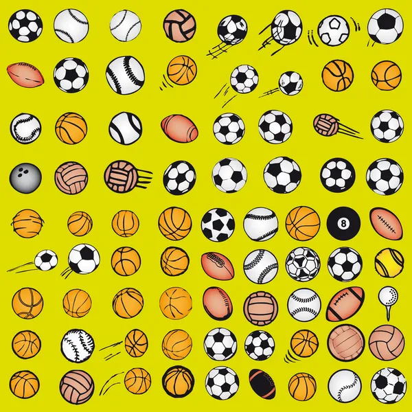 Conjunto Ball esportes ícones símbolos quadrinhos vetor ilustração —  Vetores de Stock