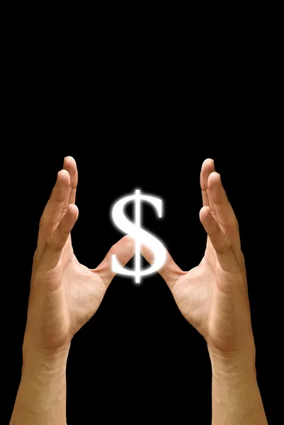 Значок доллара в руке, Концепция — стоковое фото
