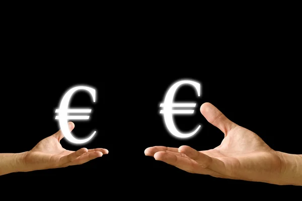 Εικονίδιο ευρώ στα χέρια — Φωτογραφία Αρχείου