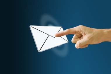 Finger push the mail icon with the wave effect clipart