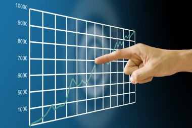 Finger push the stock exchange's statistic graph clipart