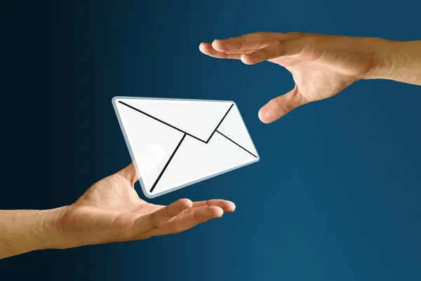 Postman sending mail icon to bearer — Stock Photo, Image