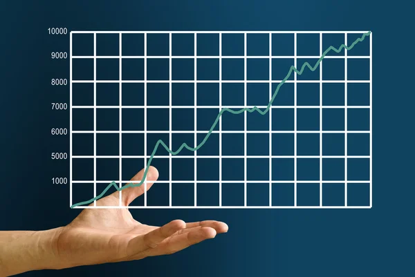 Mão transportar gráfico estatístico da bolsa de valores — Fotografia de Stock