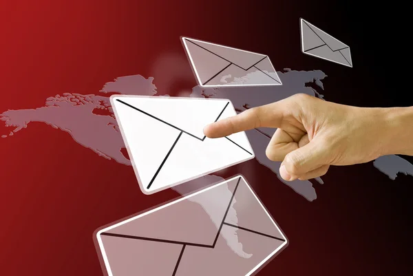 Finger spingendo l'email, Concetto — Foto Stock