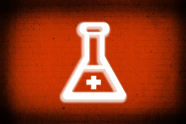 Química para icono curativo sobre fondo de papel rojo —  Fotos de Stock