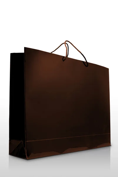 Borsa shopping in carta smaltata di rame marrone, isolata — Foto Stock