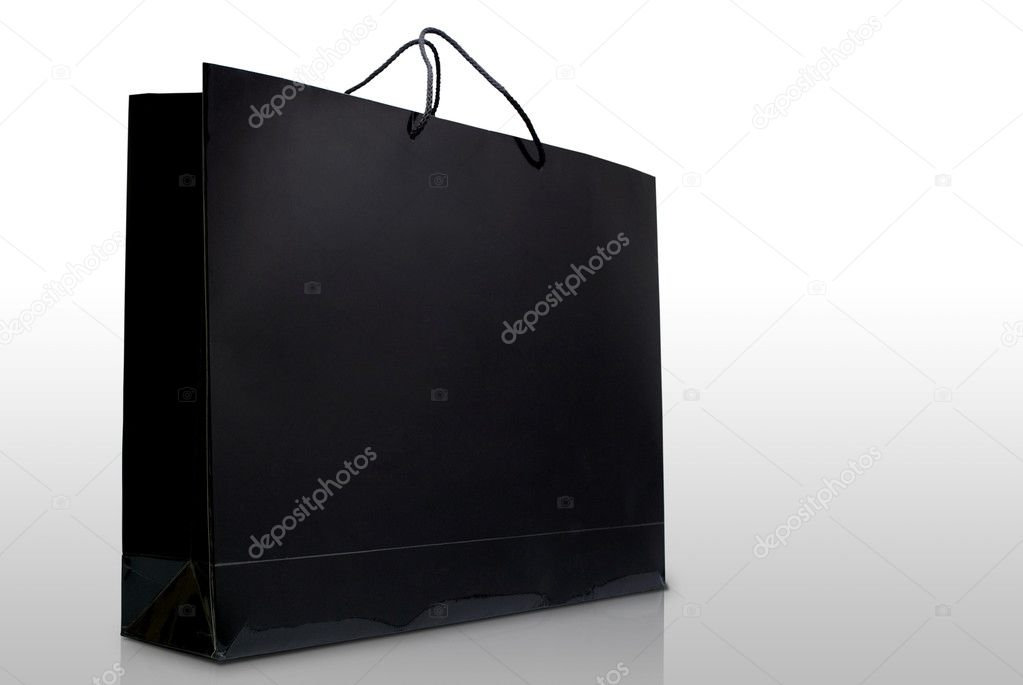 White And Black Paper Shopping Bag Isolated Stock Photo, Picture