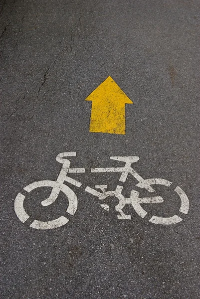 stock image Bike way sign on the road