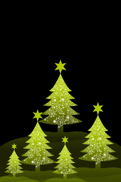 Green Christmas tree with black background — Stock Photo, Image