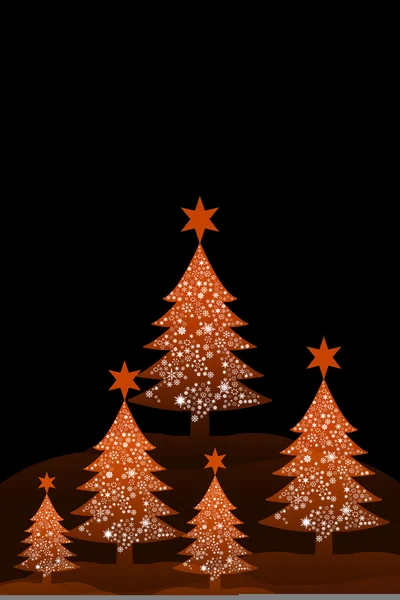 黑色背景红色圣诞树 — 图库照片