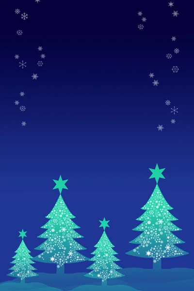 圣诞树与雪天空背景 — 图库照片