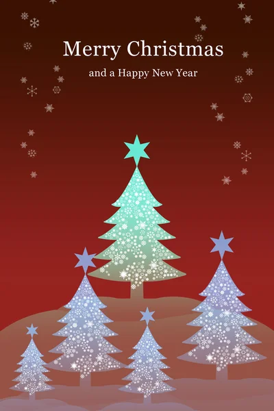 Árvore de Natal azul com fundo céu vermelho — Fotografia de Stock