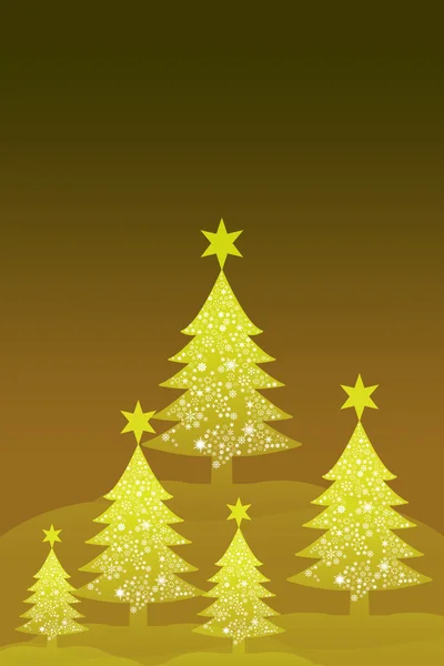 Arbre de Noël jaune avec fond brun ciel — Photo
