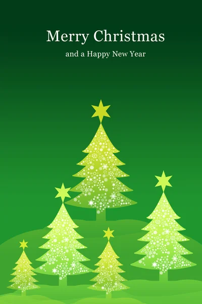 Gele kerstboom met groene hemelachtergrond — Stockfoto