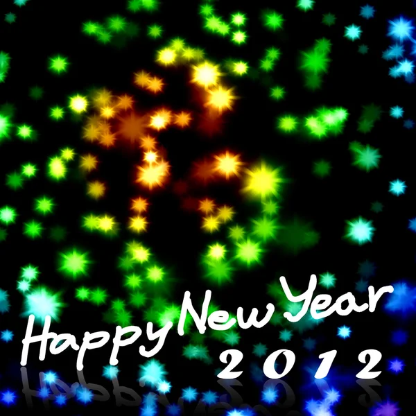 Feliz Año Nuevo 2012 palabra con fondo estrellado agradable, Tarjeta de felicitación backgro —  Fotos de Stock
