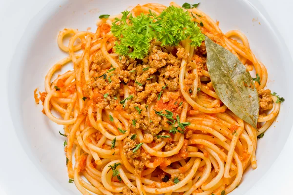 Spaghetti with spicy prawn — Stock Photo, Image