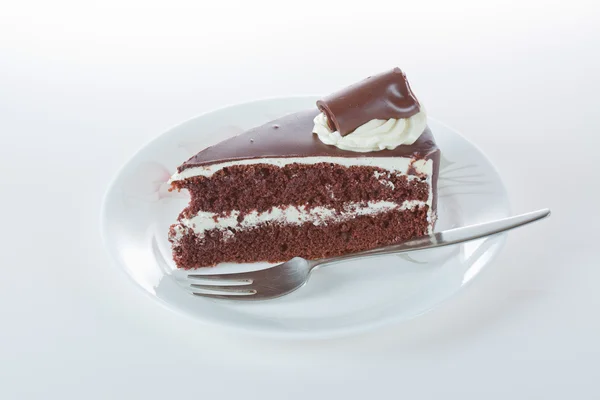 Chocolate cake, isolated on a white background — Stock Photo, Image