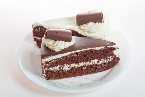 Chocolate cake isolated on white background — Stock Photo, Image