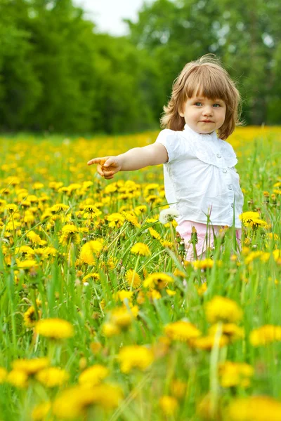Petite fille dans une prairie — Photo