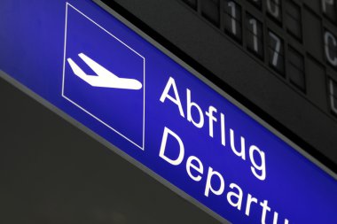 Illuminated sign to the departure clipart