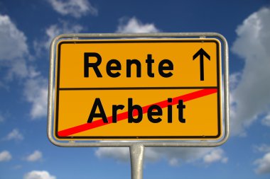 German road sign work and retirement clipart