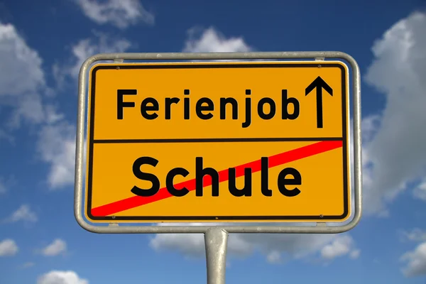 Německý silniční znamení školy a dovolená práce — Stock fotografie