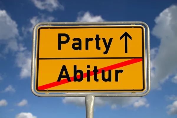 German road sign graduation and party — Stock Photo, Image