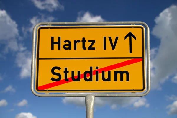 Tedesco road sign studio e Hartz 4 — Foto Stock