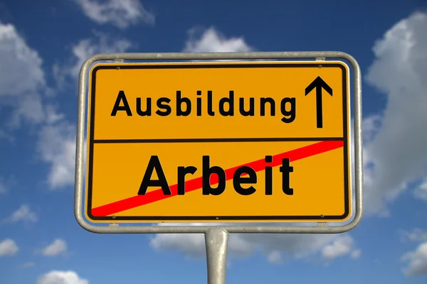 German road sign work and apprenticeship — Stock Photo, Image