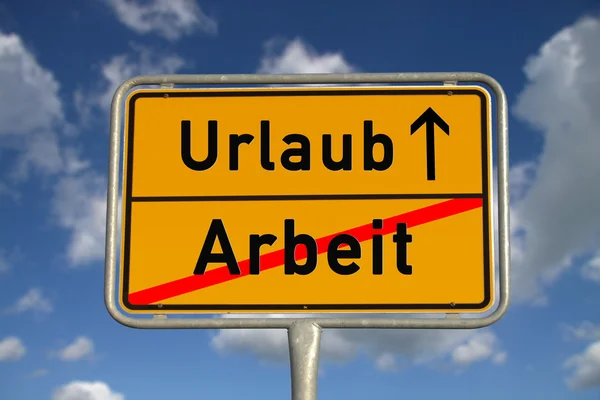 German road sign work and vacation — Stock Photo, Image