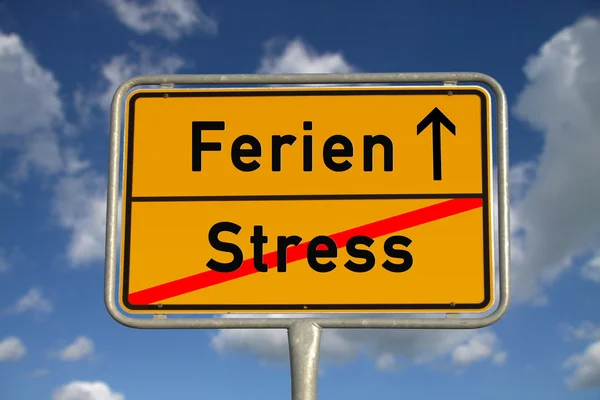 German road sign stress and vacation — Stock Photo, Image
