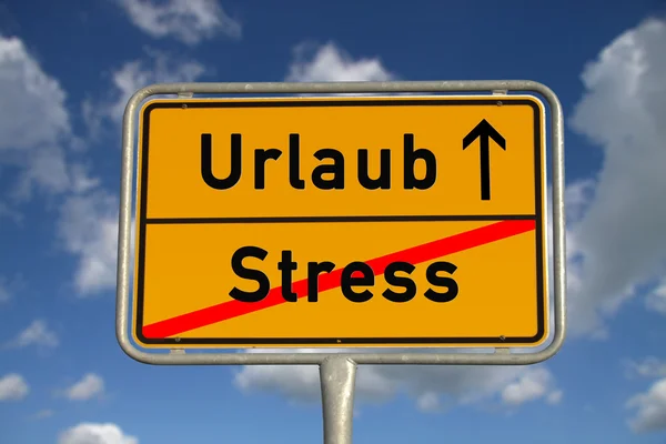 German road sign stress and vacation — Stock Photo, Image