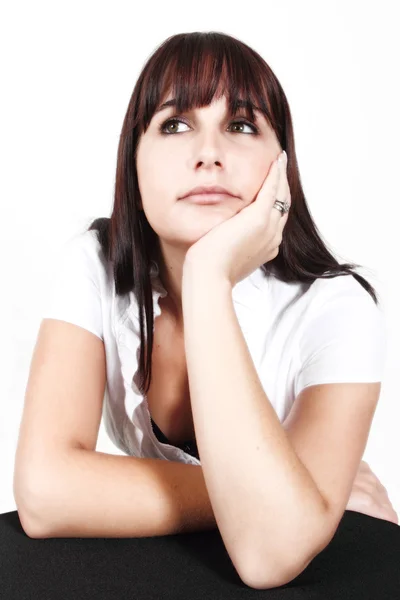 stock image Young lady thinking