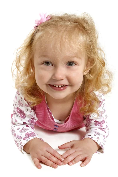 Liten jente med et stort smil – stockfoto
