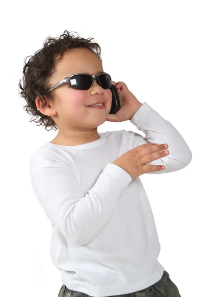 Cool kid on a cell phone — Stock Photo, Image