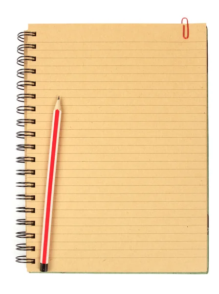 Caderno castanho com lápis — Fotografia de Stock