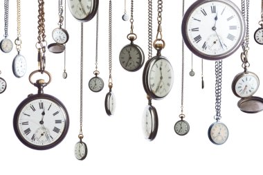 Pocket watches on chain isolated clipart