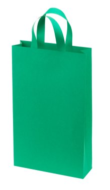 One green paper shopping bag