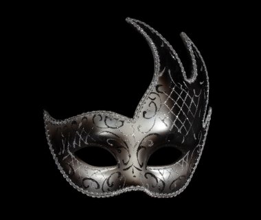 Silver classic venetian mask on black clipart