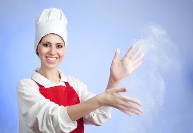 Chef shake off flour clipart